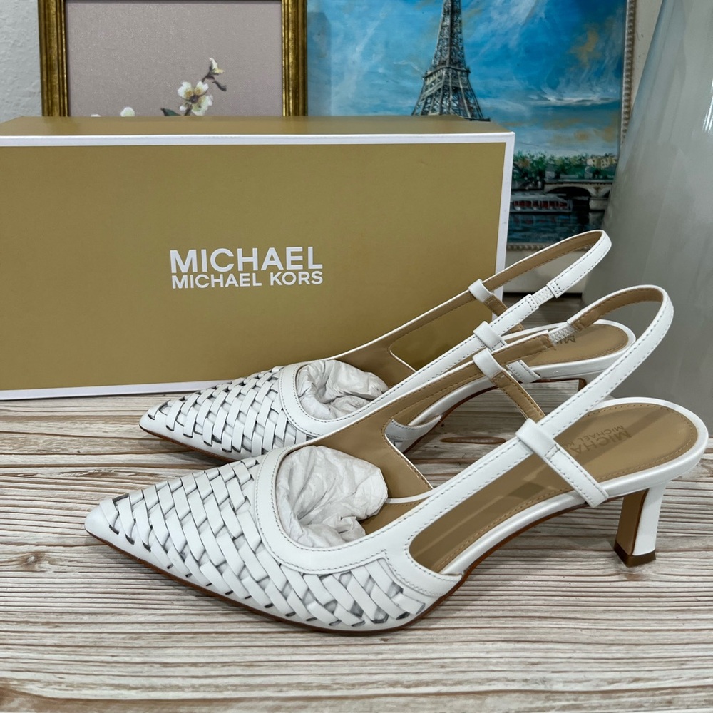 Michael Kors Women's Alora Woven Slingback Sandals Heels